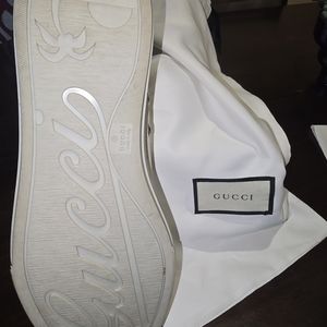 Gucci Logo Tan Women's Canvas Tennis Shoe size 10 1/2